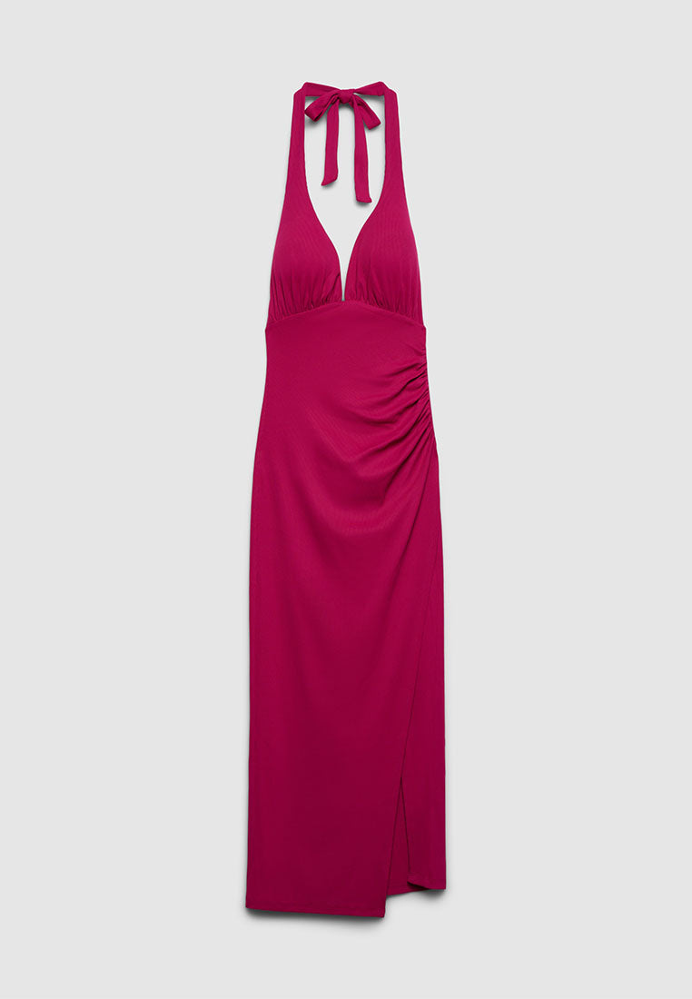 Women's Ribbed Halter Midi Dress