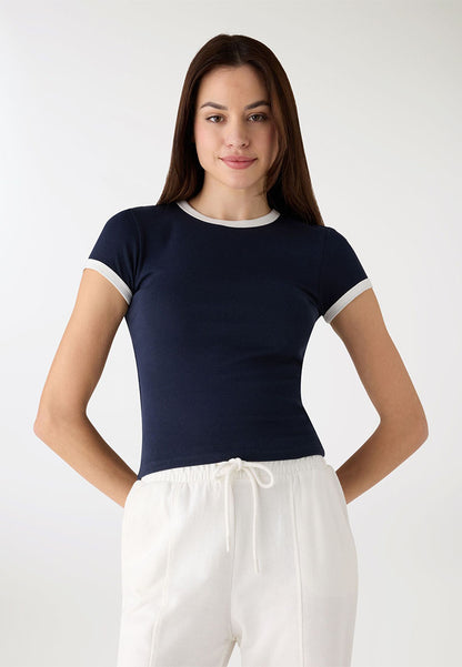 Women's Contrast Trim Crop T-Shirt