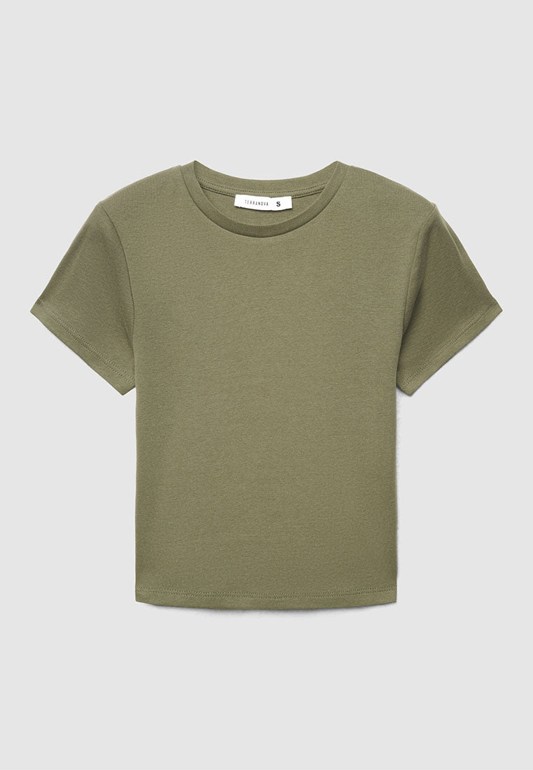 Plain colour crop T-shirt