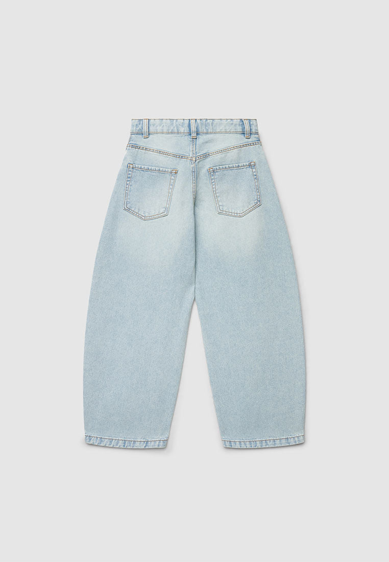 Barrel Leg Cropped Jeans for Girls