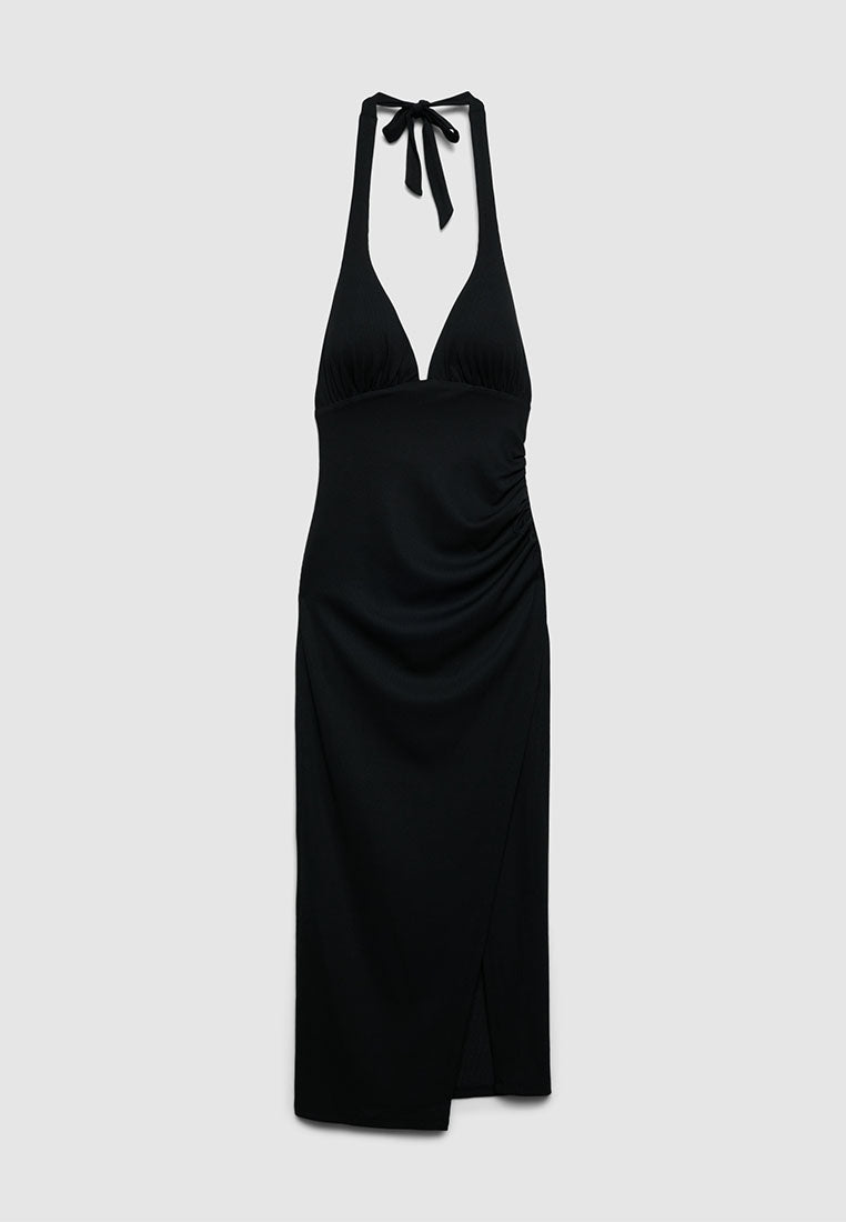 Women's Ribbed Halter Midi Dress