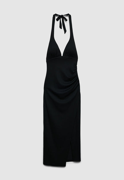 Women's Ribbed Halter Midi Dress