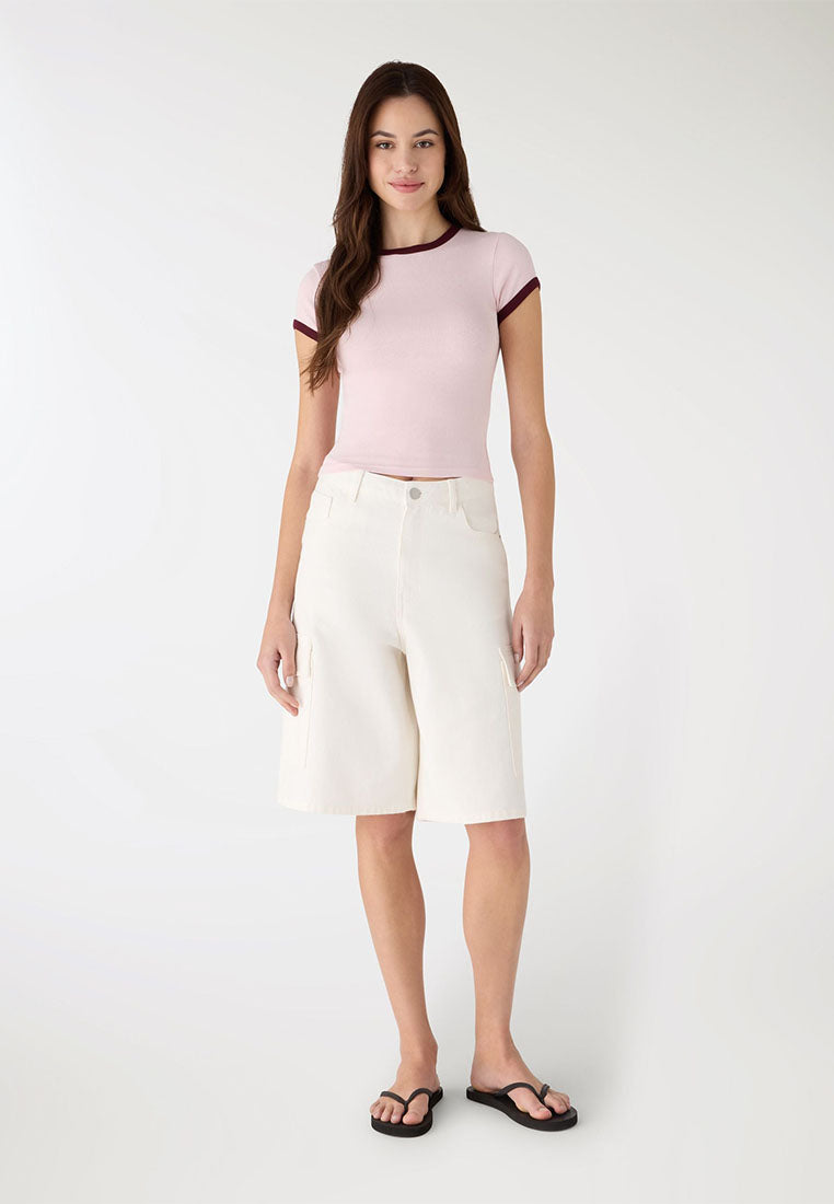 Women's Contrast Trim Crop T-Shirt