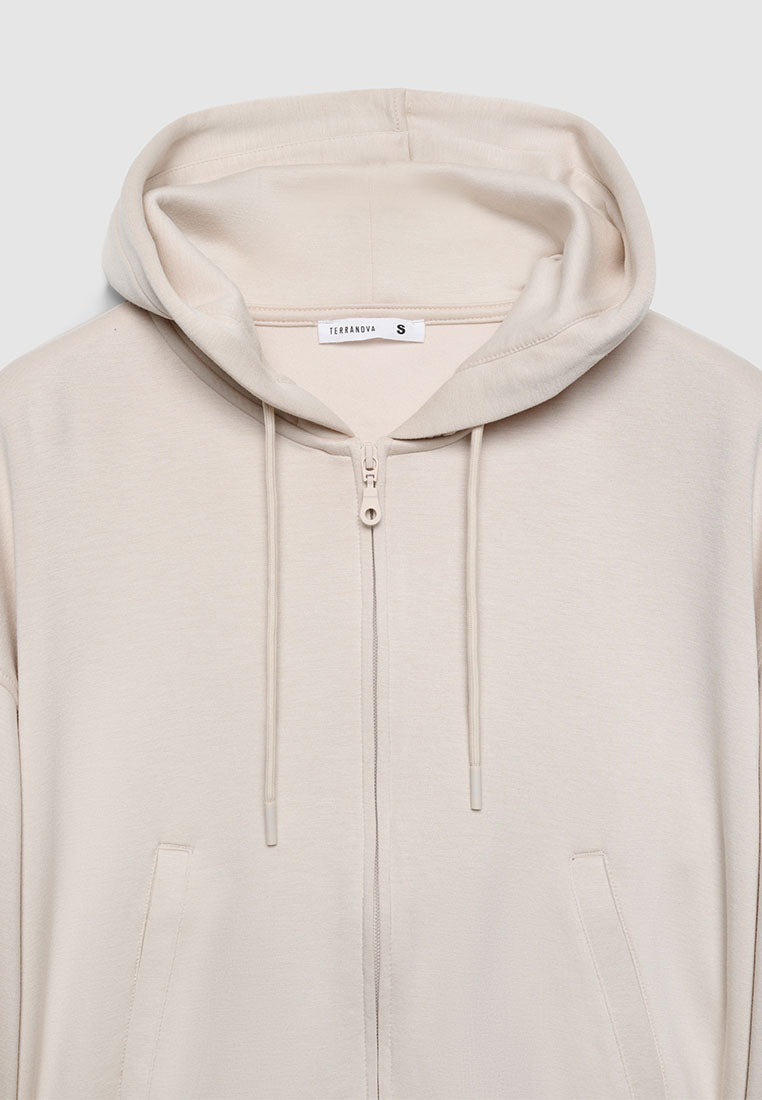 Women's Hooded Sweatshirt with Balloon Sleeve