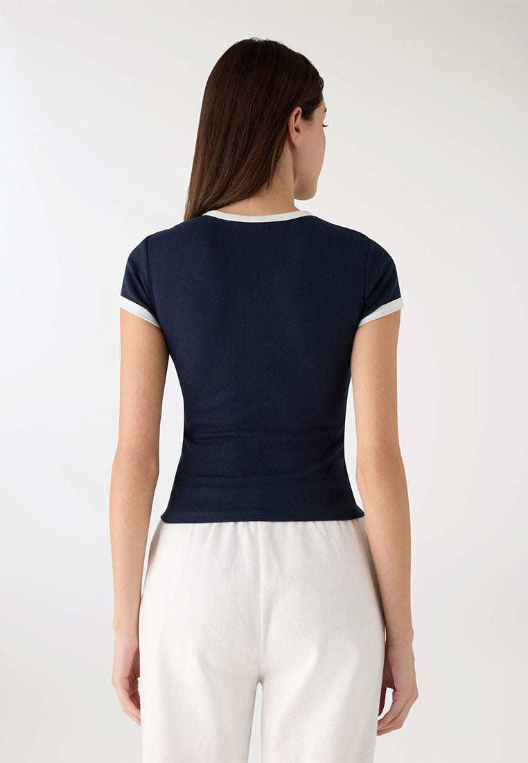 Women's Contrast Trim Crop T-Shirt
