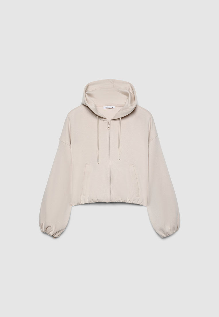 Women's Hooded Sweatshirt with Balloon Sleeve
