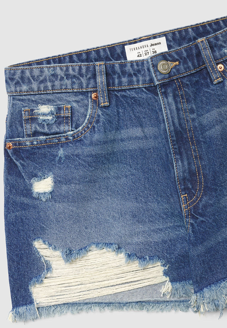 Women’s High-Rise Distressed Denim Shorts