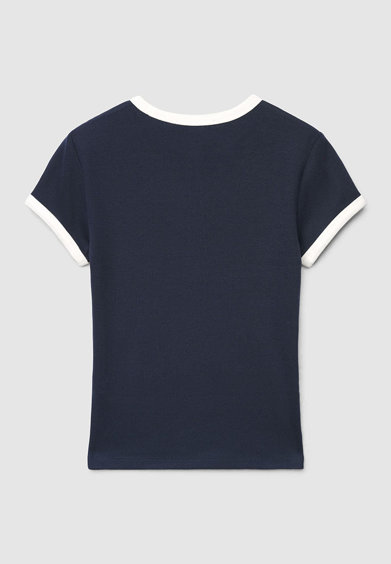Women's Contrast Trim Crop T-Shirt