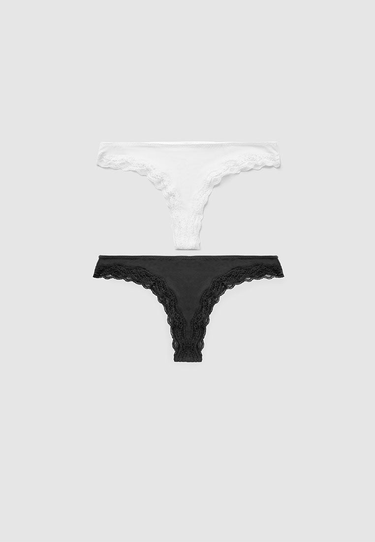 Women's Pack of 2 Brazilian briefs with lace trim