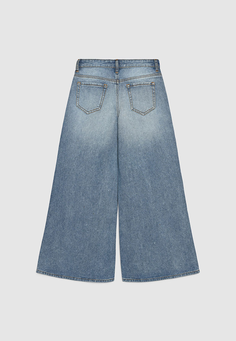 Crystal Studded Wide-Leg Denim for Girls