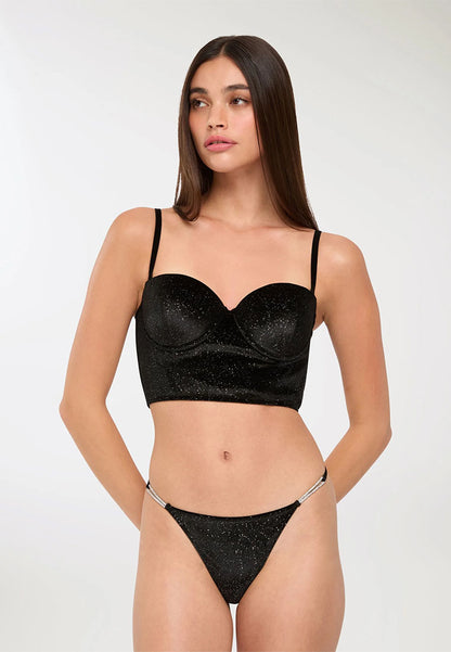 Women's Glitter Velvet Bustier Top