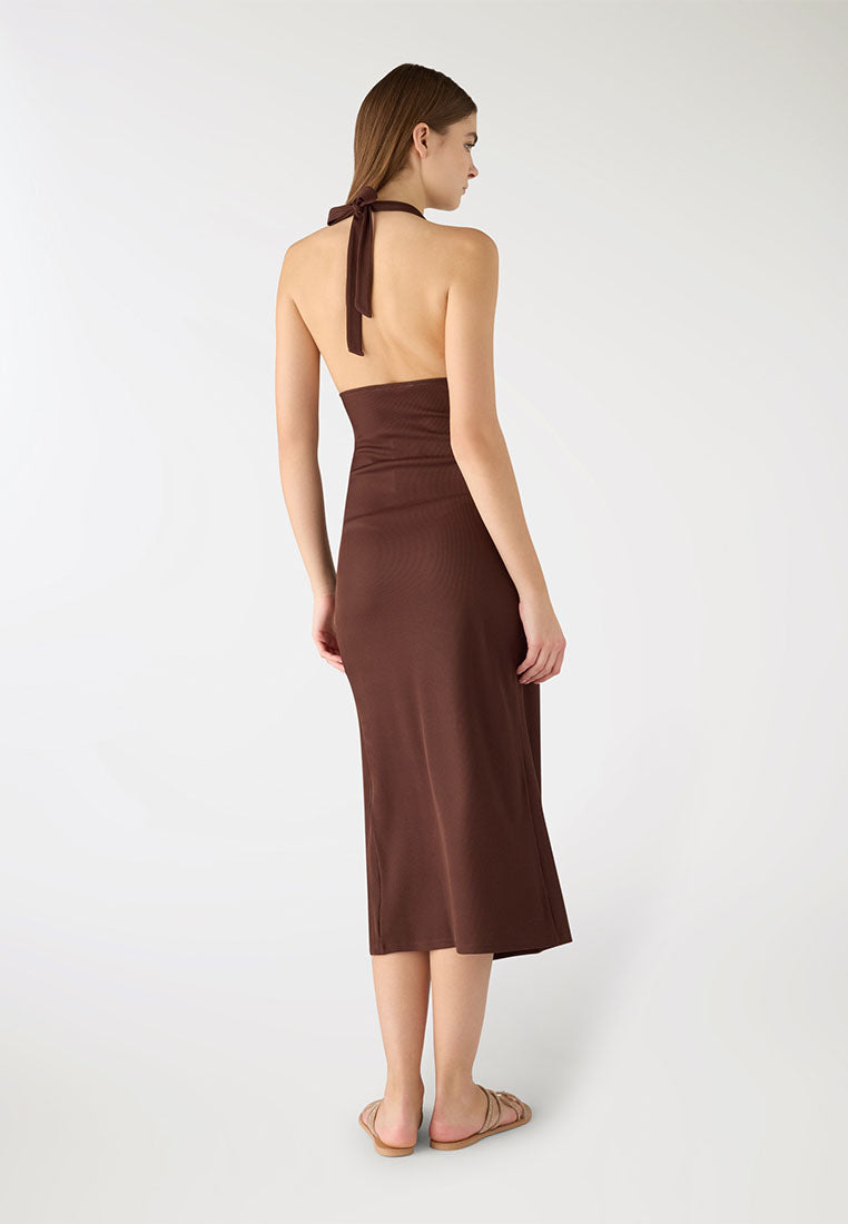 Women's Ribbed Halter Midi Dress