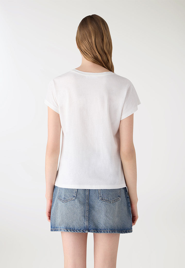 Women's "Magnifique" Feather Rolled-Sleeve Tee