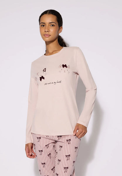 Women's Pajama set with top and striped trousers