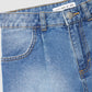 Pleated Denim Mini Shorts for Girls