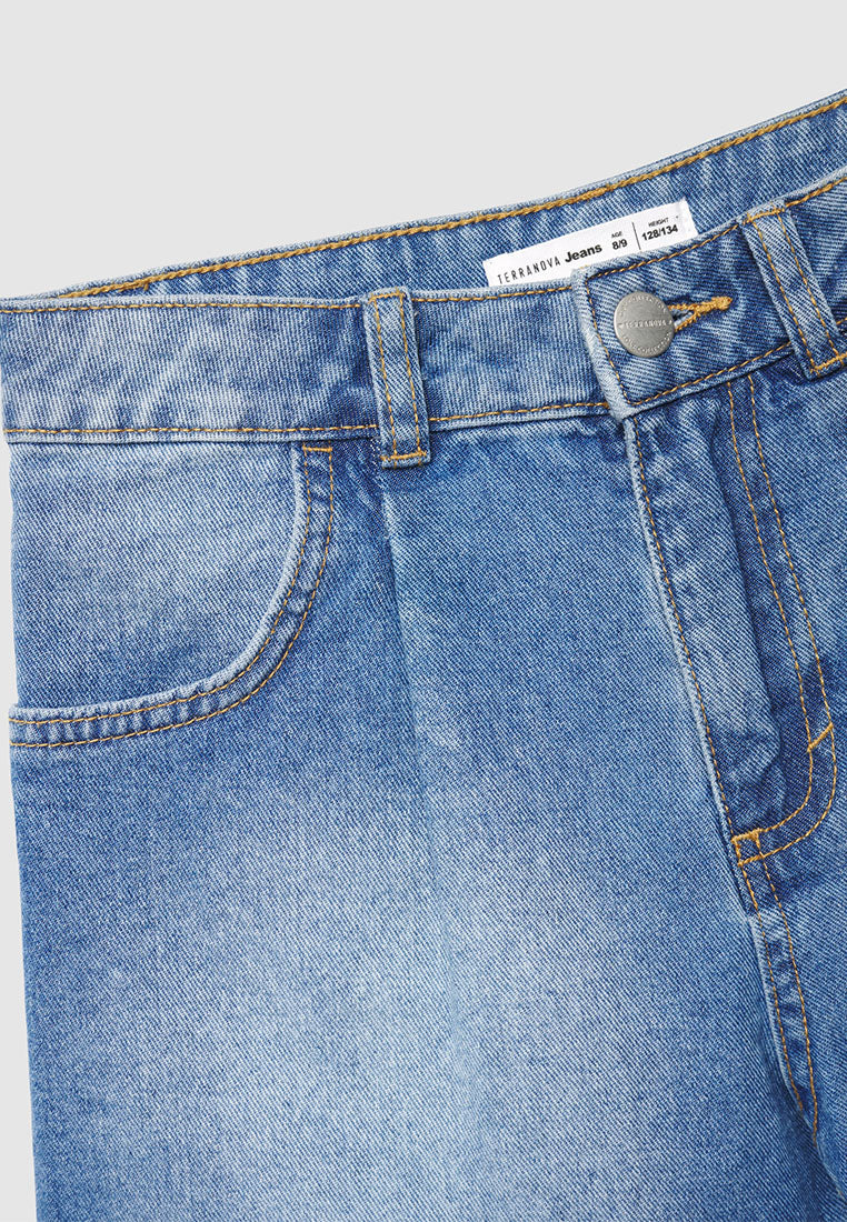 Pleated Denim Mini Shorts for Girls