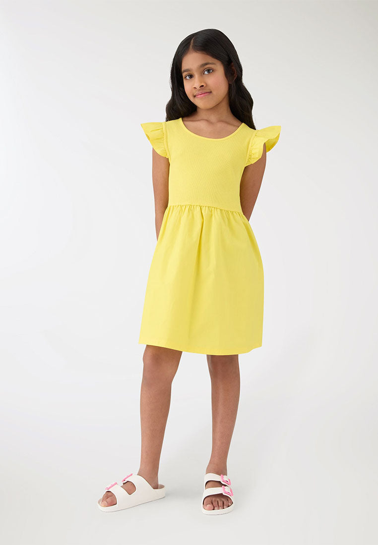 Skater Dress with Ruffle Sleeve for Girls