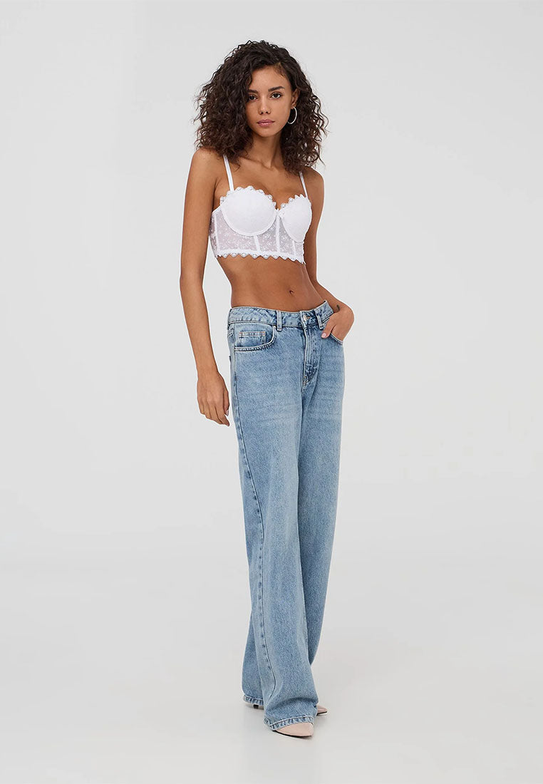 Women's Eyelet Embroidered Lace Bustier Top