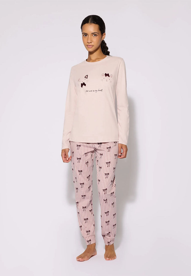 Women's Pajama set with top and striped trousers