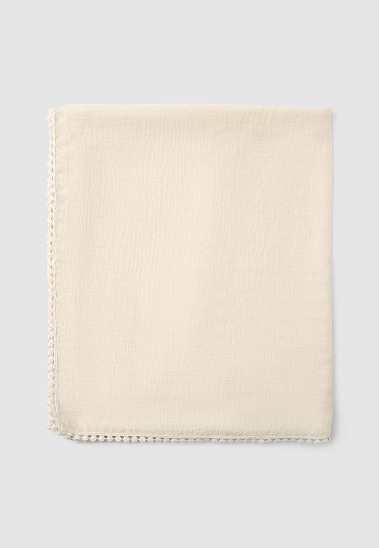Women's Scarf/Sarong with Smalled-Pattern Trim