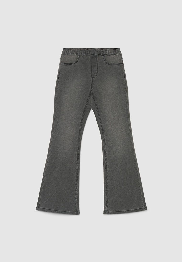 Comfy Elastic Waist Flared Jeggings for Girls