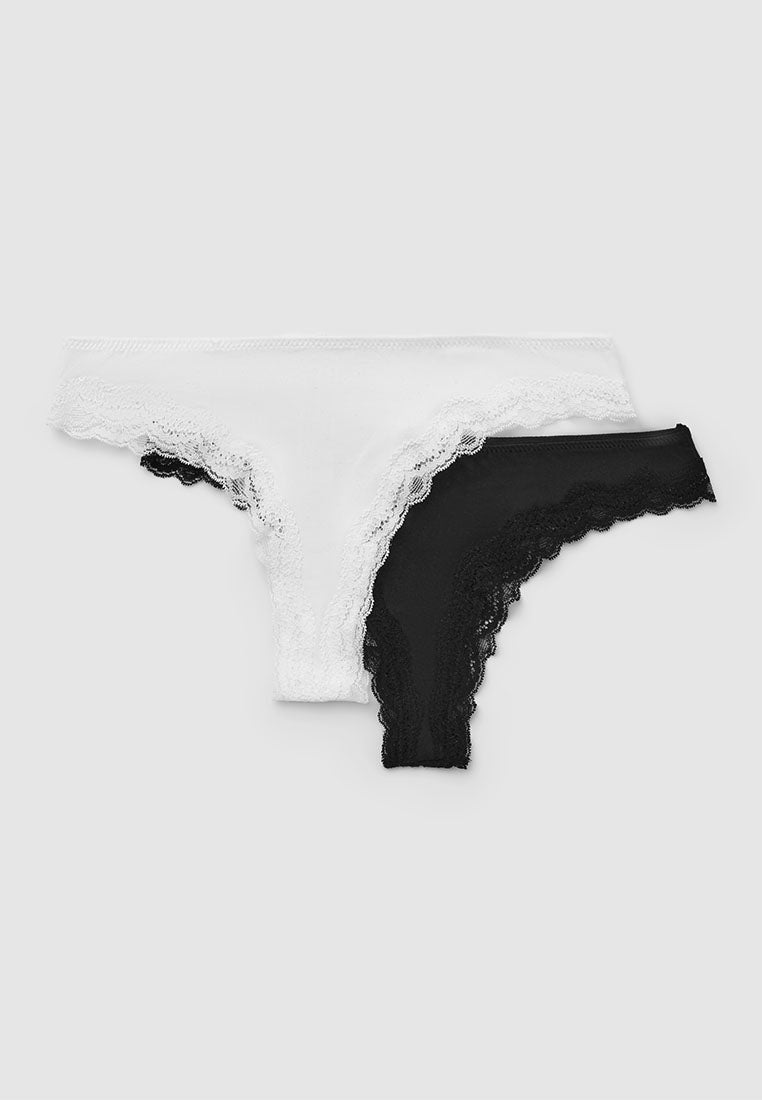 Women's Pack of 2 Brazilian briefs with lace trim