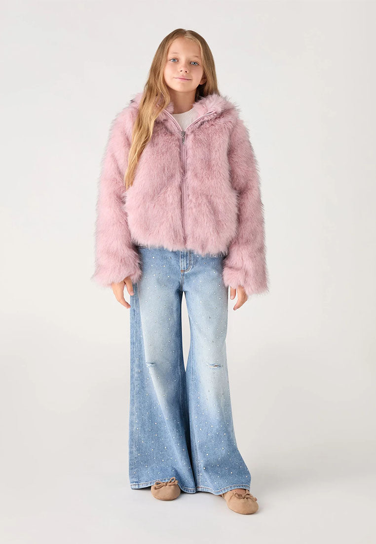 Hooded Faux Fur Jacket for Girls