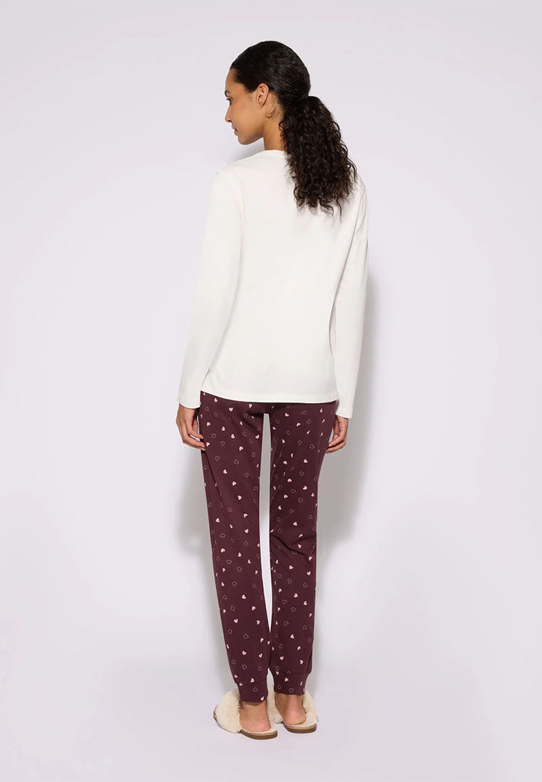 Women's Long-sleeved Tee and Teddy Bear Print Pajama Set