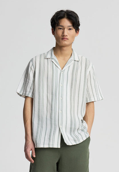 Men's Vertical Stripe Button-Down Shirt