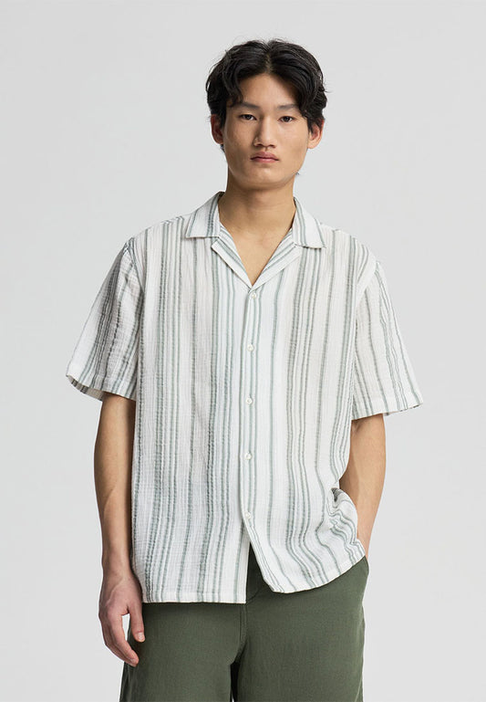 Men's Vertical Stripe Button-Down Shirt