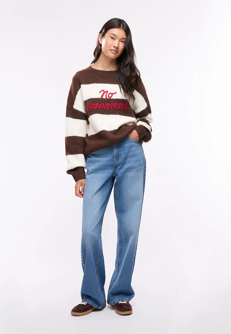 Women's striped jumper with lettering