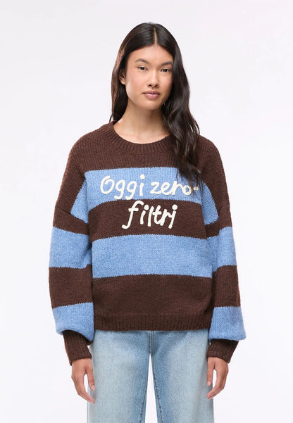 Women's striped jumper with lettering