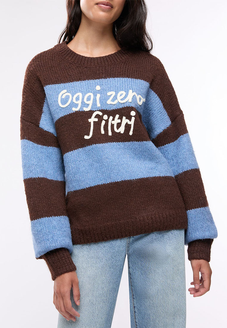 Women's striped jumper with lettering