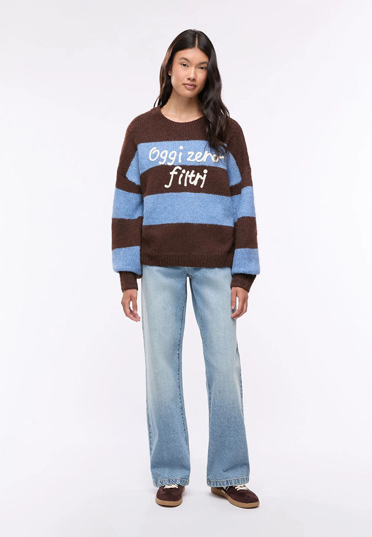 Women's striped jumper with lettering