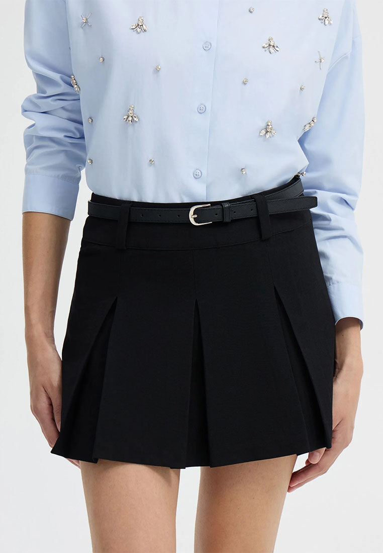 Women's Pleated mini skort with belt
