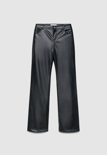 Women's Wide Leg Leather Trousers