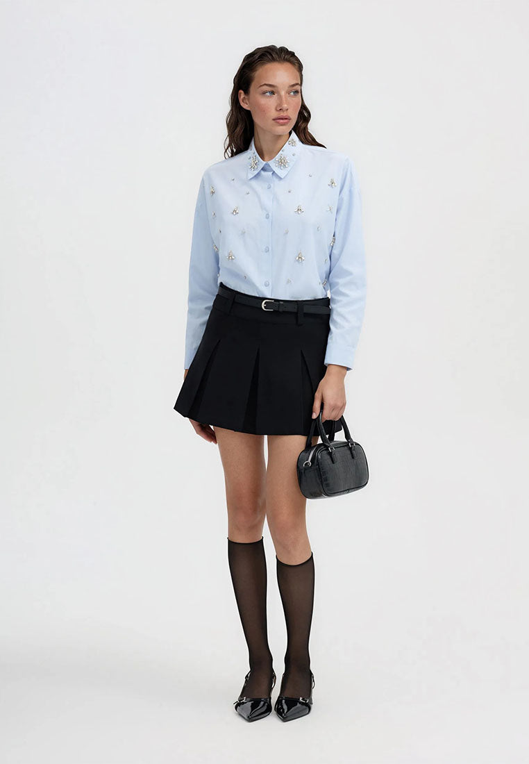 Women's Pleated mini skort with belt