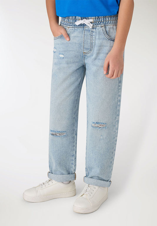 Ripped Drawstring Jogger Jeans for Boys