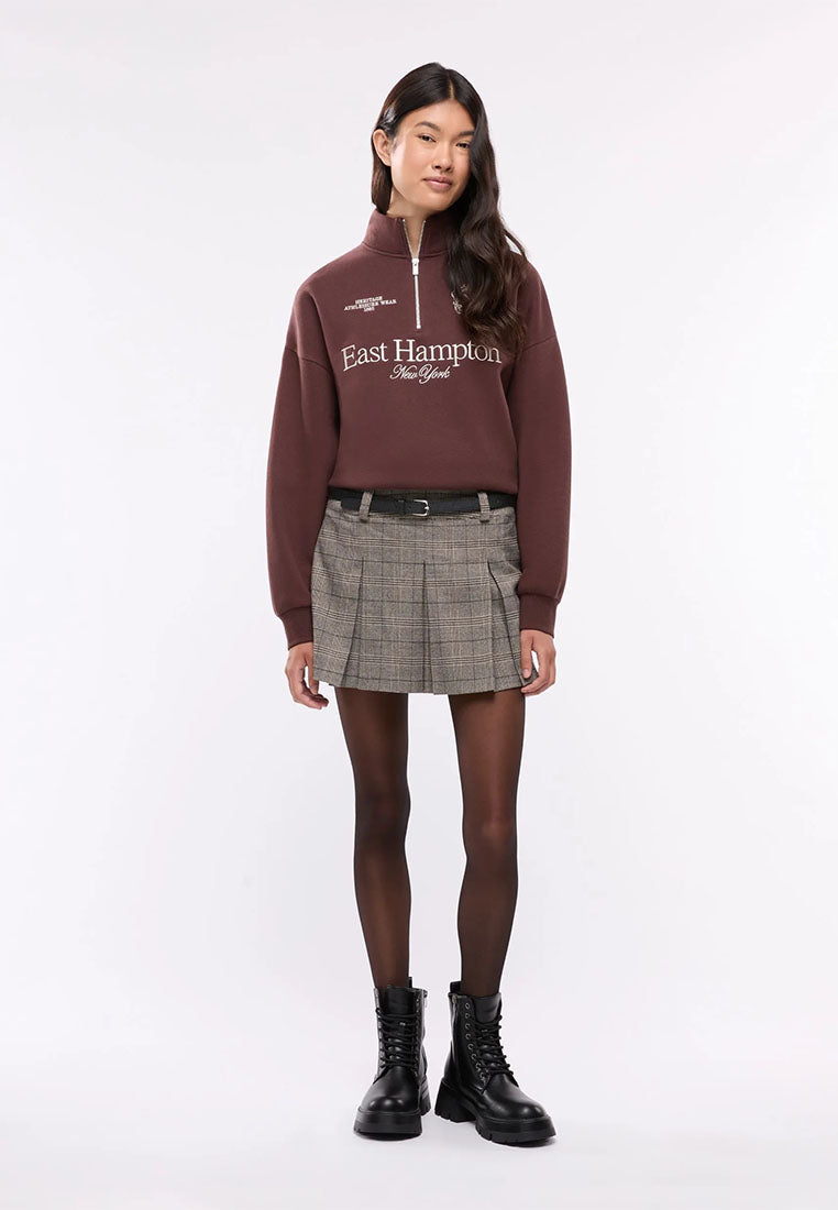 Women's Checkered pleated skort with belt