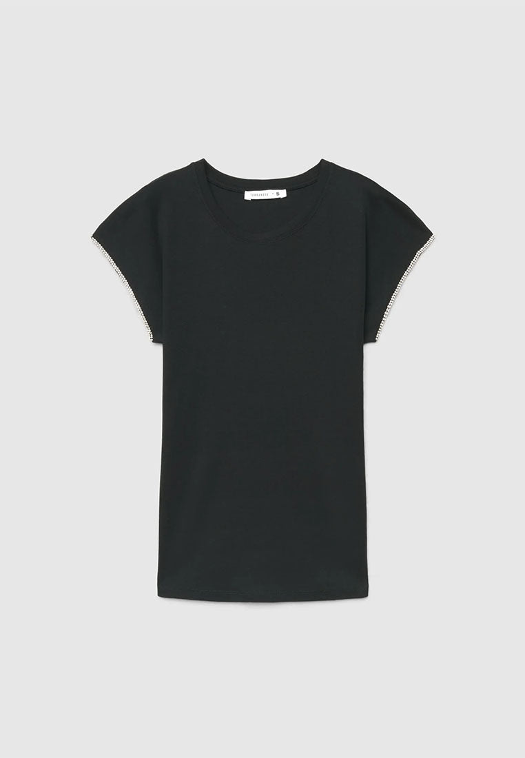 Women's Rhinestone Sleeve T-shirt