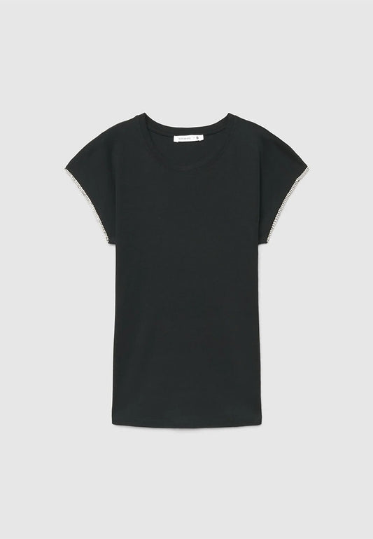 Women's Rhinestone Sleeve T-shirt