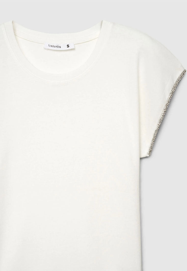 Women's Rhinestone Sleeve T-shirt