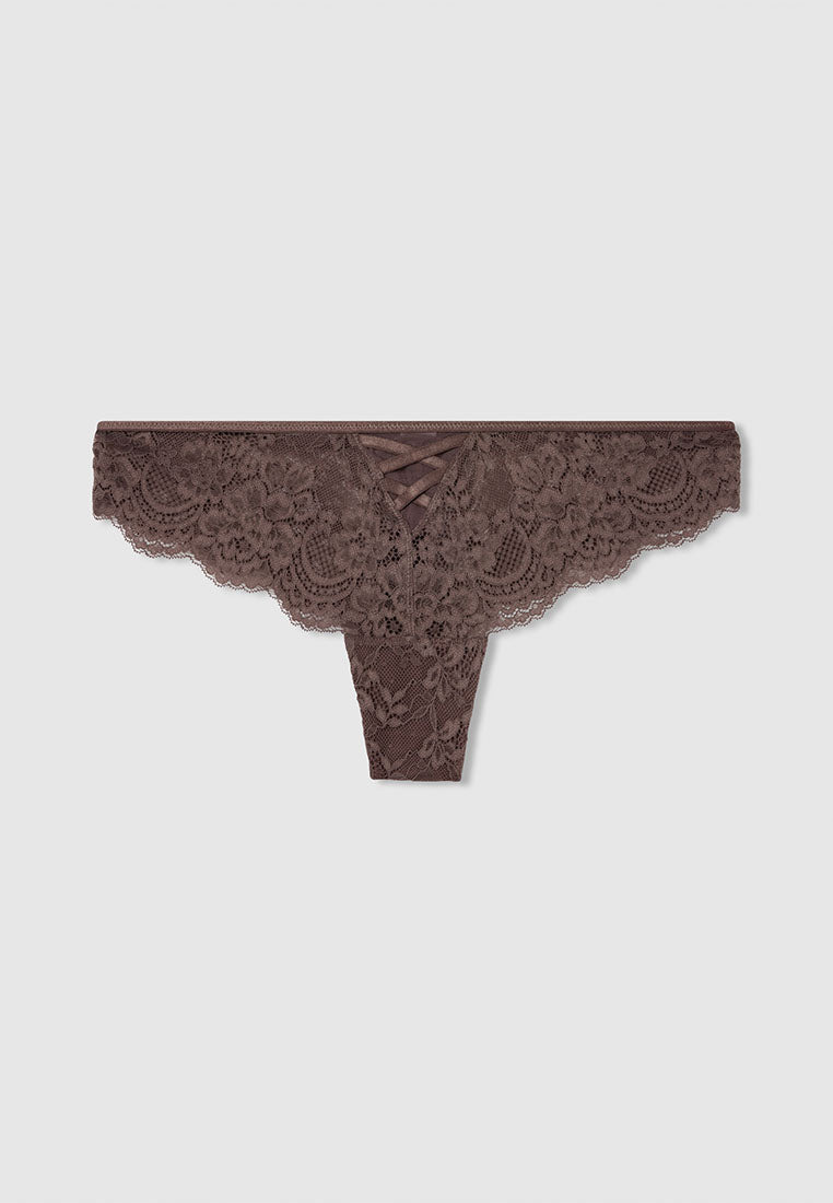 Women's Floral Lace Lace-Up Bikini Panties