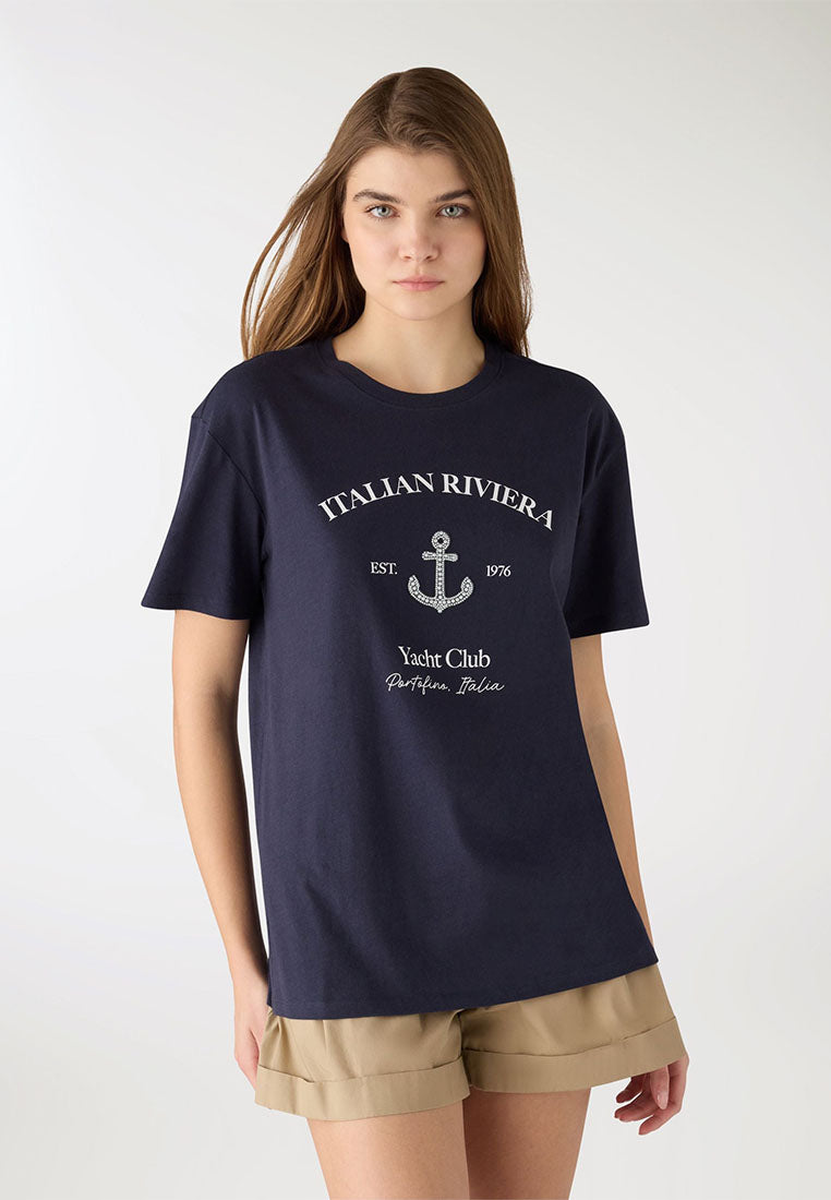 Women's Marine Print Short Sleeved T-shirt