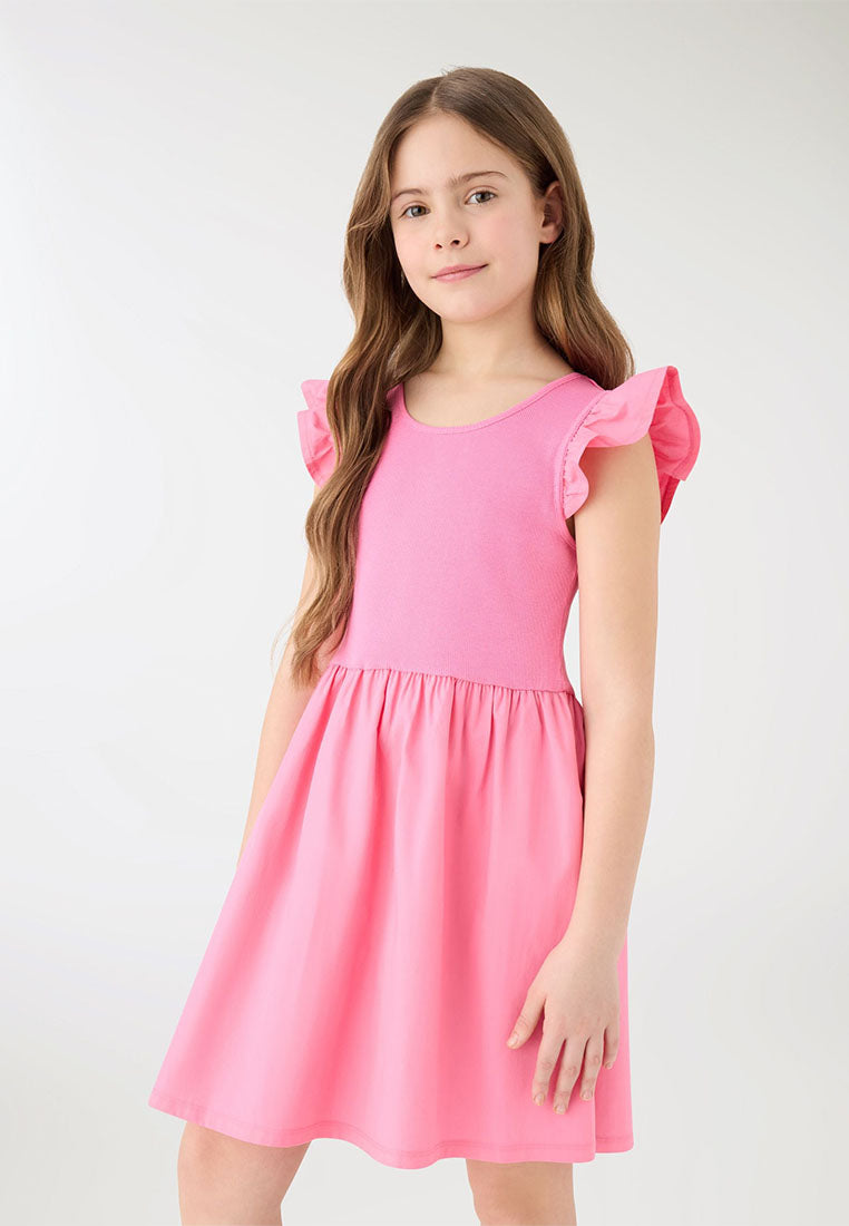 Skater Dress with Ruffle Sleeve for Girls