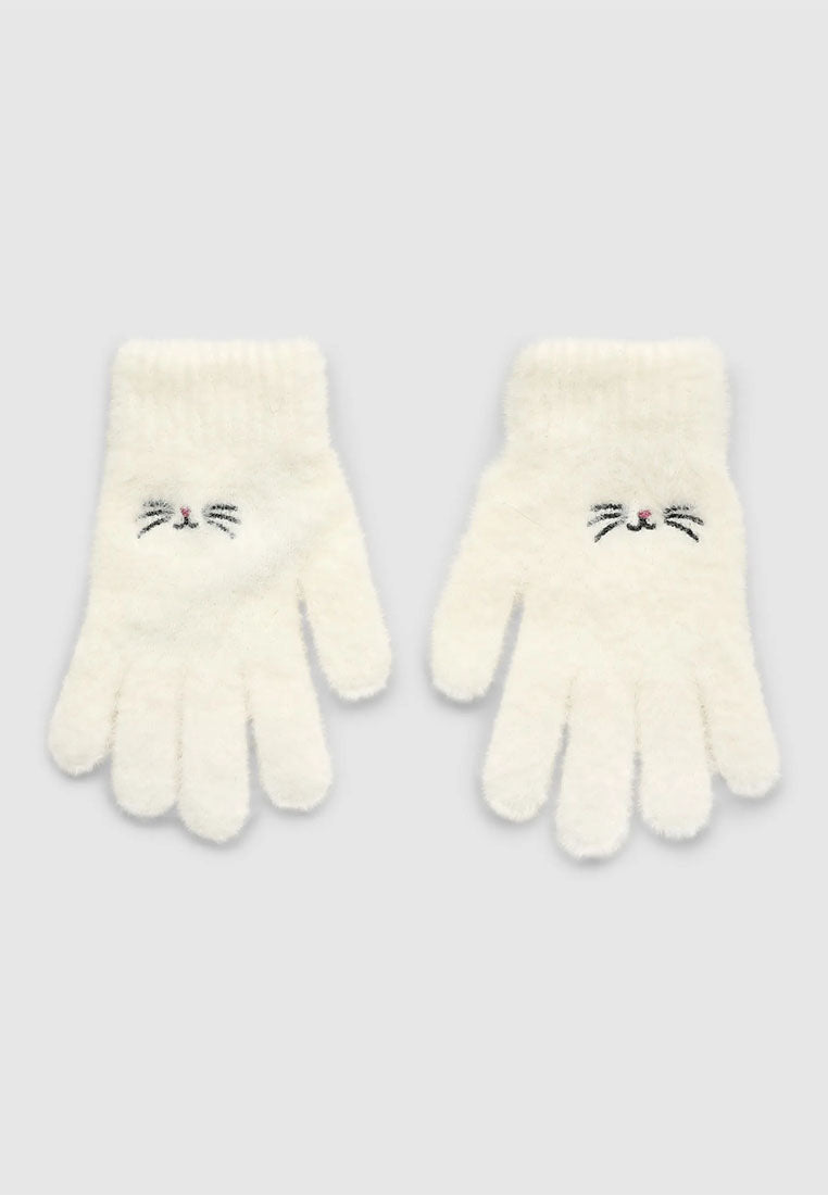 Gloves with animal embroidery for Girls