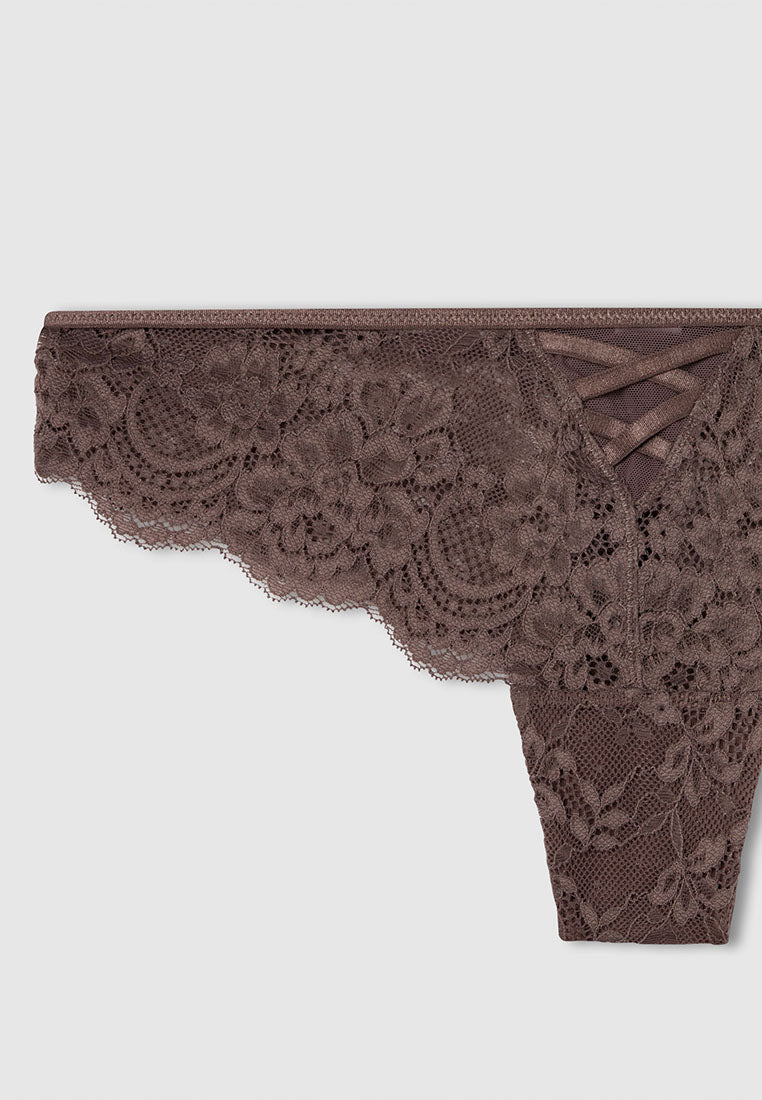 Women's Floral Lace Lace-Up Bikini Panties