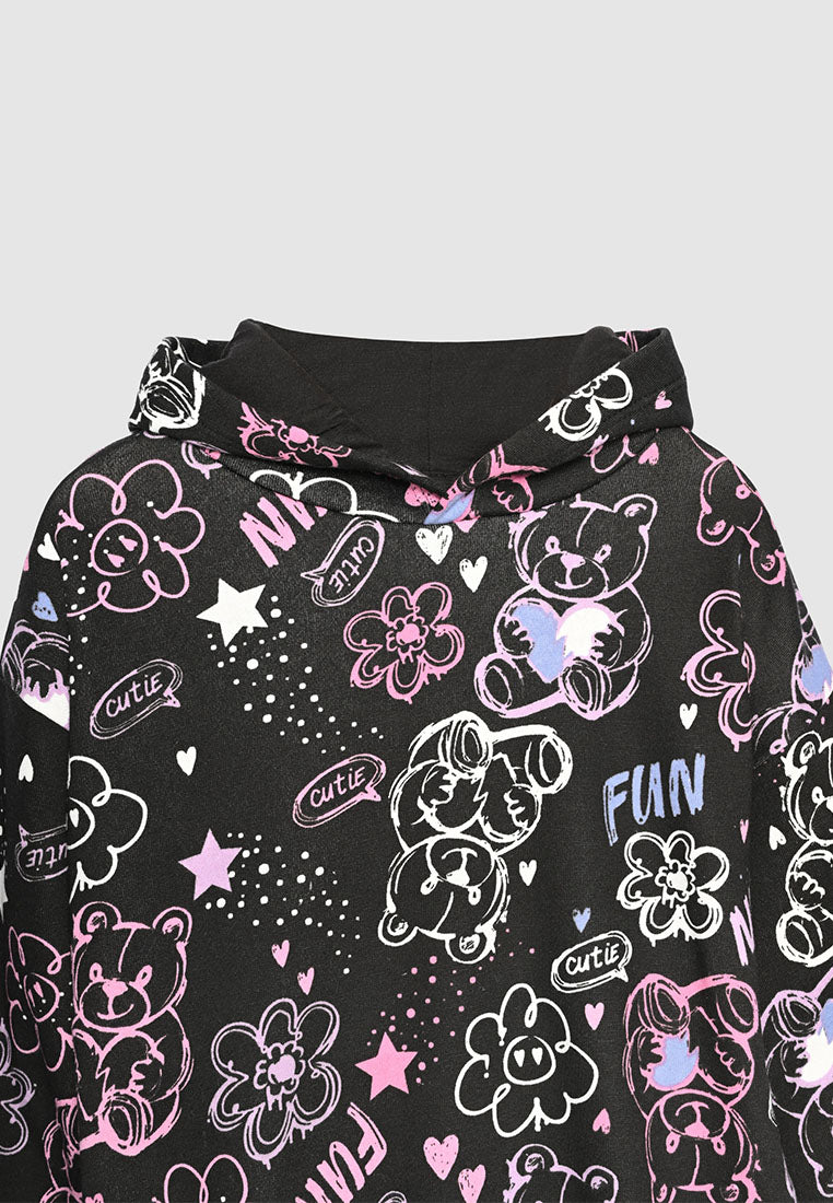 Sketched Doodle Graphic Sweatshirt for Girls