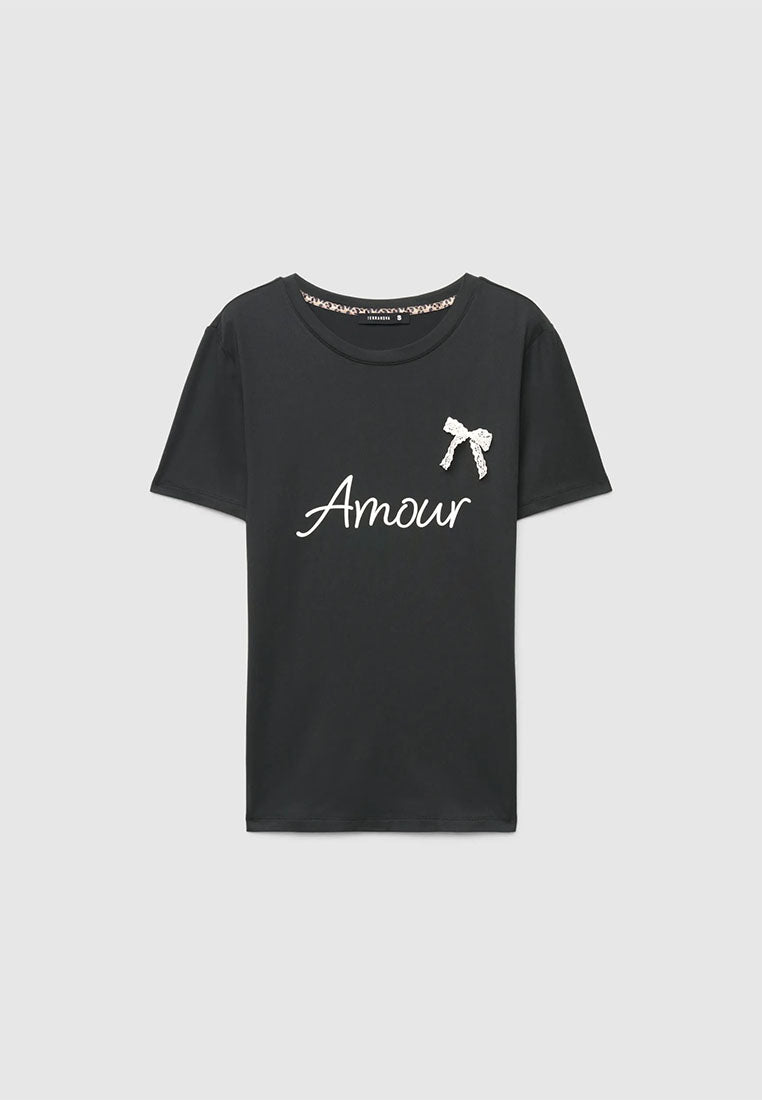 Women's Lace bow Fitted T-shirt
