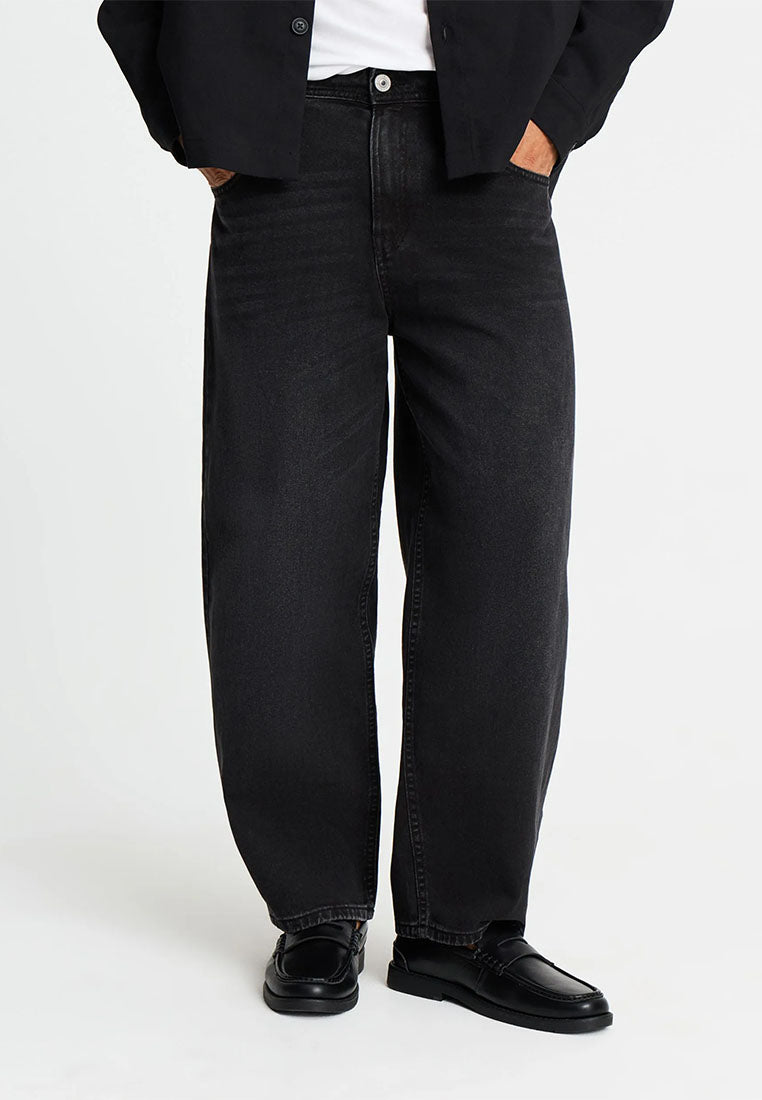 Men's Solid Color Balloon-cut Jeans